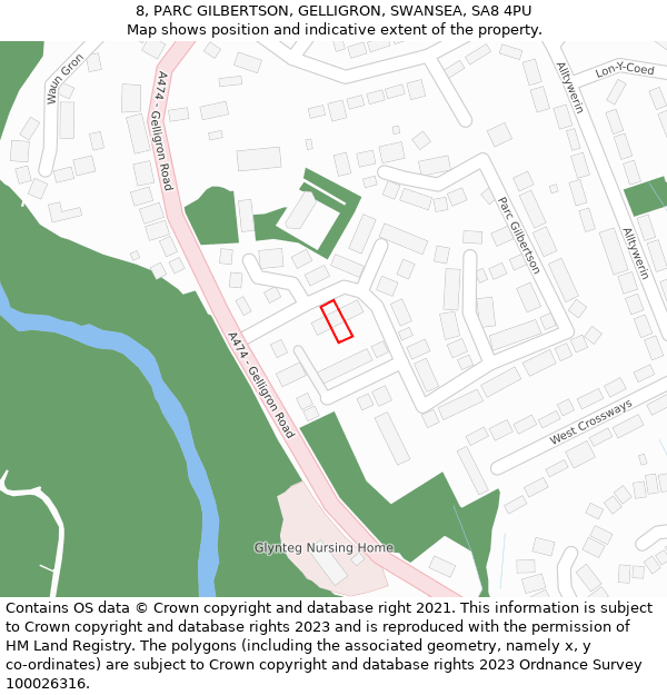 8, PARC GILBERTSON, GELLIGRON, SWANSEA, SA8 4PU: Location map and indicative extent of plot