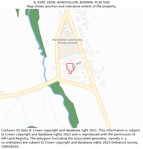 8, PARC VEAN, NANSTALLON, BODMIN, PL30 5GD: Location map and indicative extent of plot