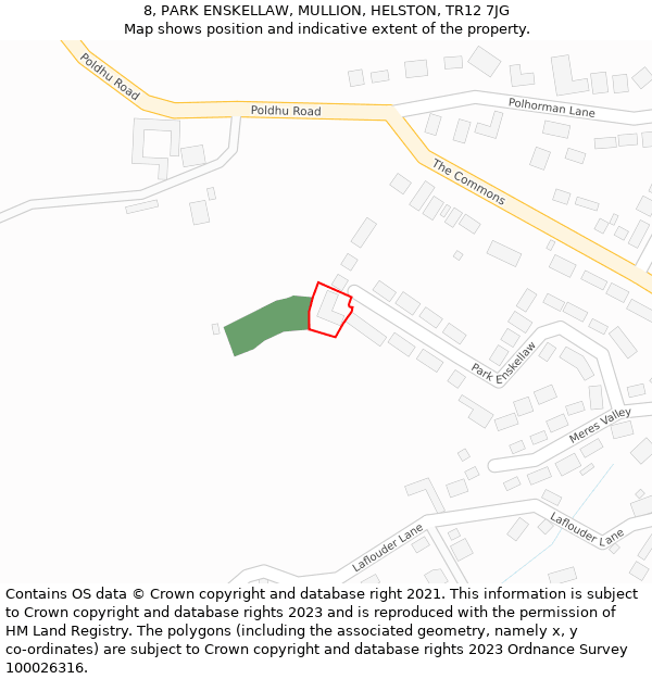 8, PARK ENSKELLAW, MULLION, HELSTON, TR12 7JG: Location map and indicative extent of plot