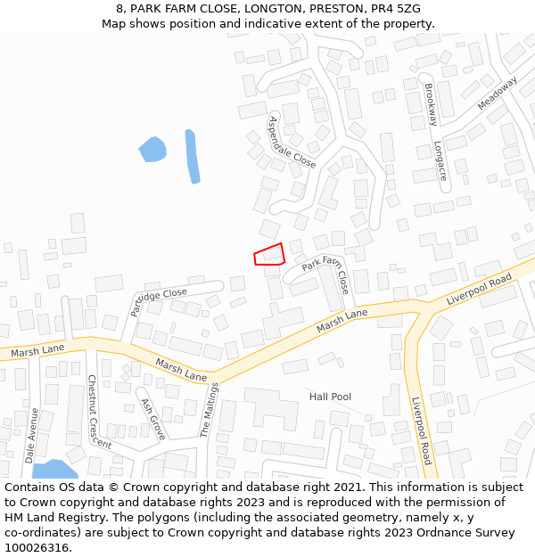 8, PARK FARM CLOSE, LONGTON, PRESTON, PR4 5ZG: Location map and indicative extent of plot