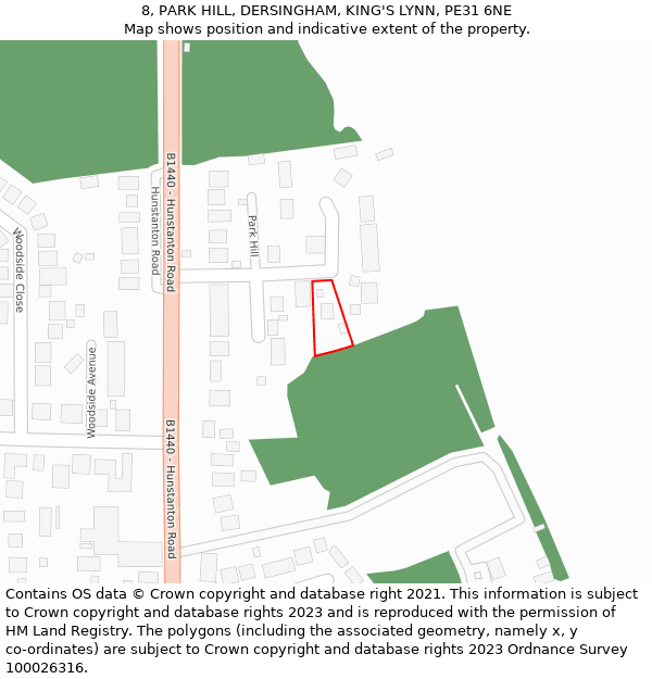 8, PARK HILL, DERSINGHAM, KING'S LYNN, PE31 6NE: Location map and indicative extent of plot