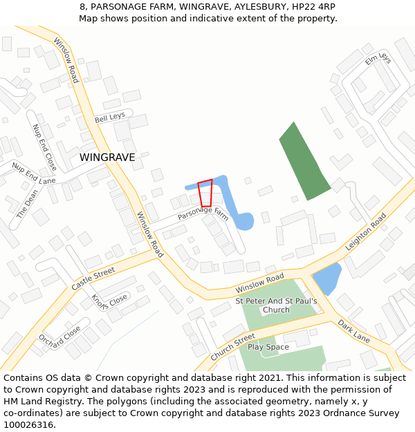 8, PARSONAGE FARM, WINGRAVE, AYLESBURY, HP22 4RP: Location map and indicative extent of plot