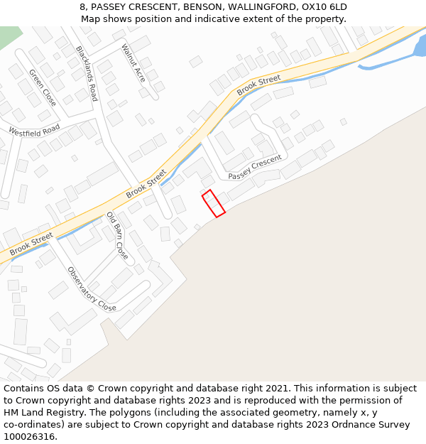 8, PASSEY CRESCENT, BENSON, WALLINGFORD, OX10 6LD: Location map and indicative extent of plot