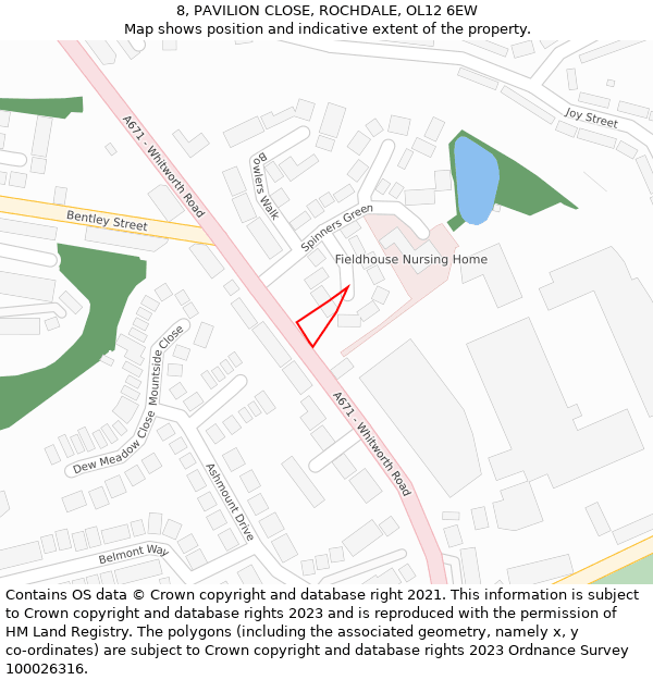 8, PAVILION CLOSE, ROCHDALE, OL12 6EW: Location map and indicative extent of plot