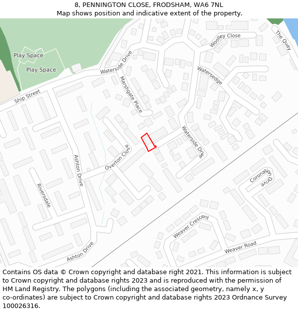 8, PENNINGTON CLOSE, FRODSHAM, WA6 7NL: Location map and indicative extent of plot