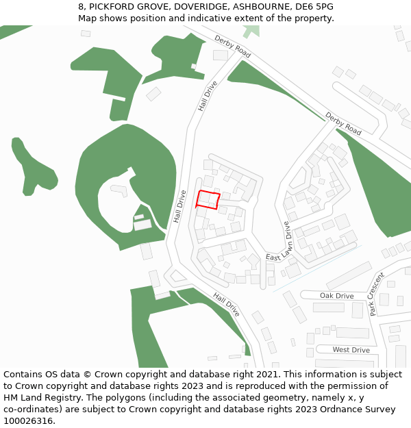 8, PICKFORD GROVE, DOVERIDGE, ASHBOURNE, DE6 5PG: Location map and indicative extent of plot