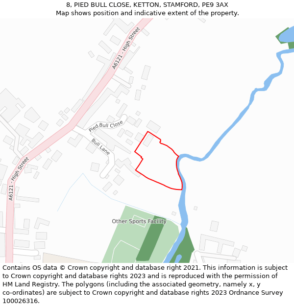 8, PIED BULL CLOSE, KETTON, STAMFORD, PE9 3AX: Location map and indicative extent of plot