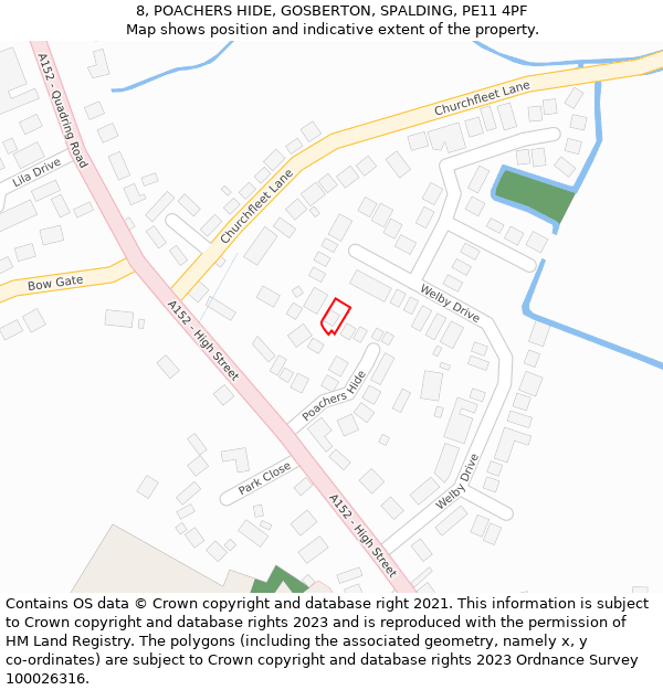 8, POACHERS HIDE, GOSBERTON, SPALDING, PE11 4PF: Location map and indicative extent of plot