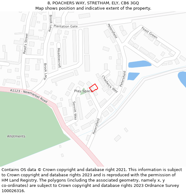 8, POACHERS WAY, STRETHAM, ELY, CB6 3GQ: Location map and indicative extent of plot