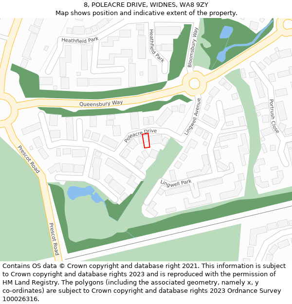 8, POLEACRE DRIVE, WIDNES, WA8 9ZY: Location map and indicative extent of plot