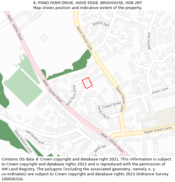 8, POND FARM DRIVE, HOVE EDGE, BRIGHOUSE, HD6 2RT: Location map and indicative extent of plot