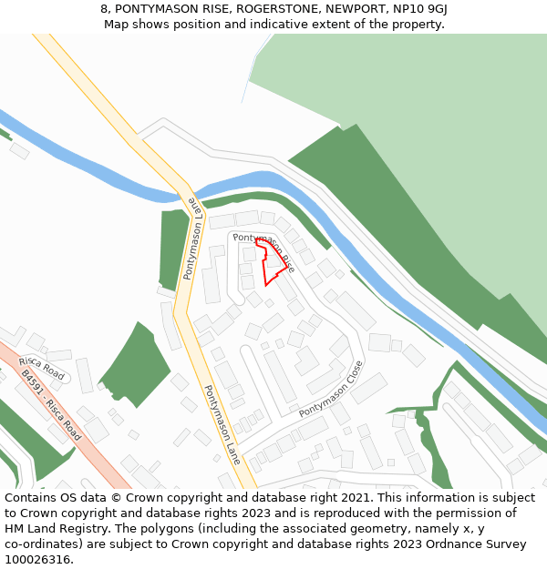 8, PONTYMASON RISE, ROGERSTONE, NEWPORT, NP10 9GJ: Location map and indicative extent of plot