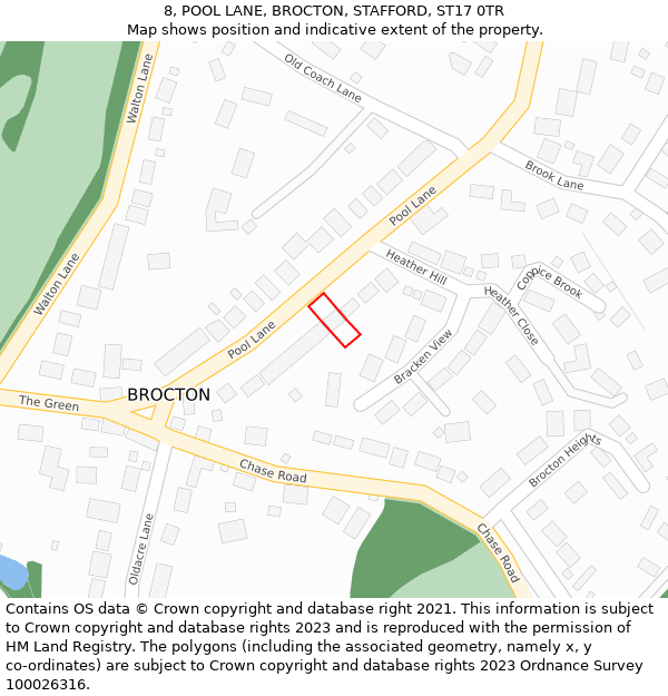 8, POOL LANE, BROCTON, STAFFORD, ST17 0TR: Location map and indicative extent of plot