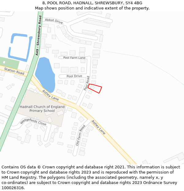 8, POOL ROAD, HADNALL, SHREWSBURY, SY4 4BG: Location map and indicative extent of plot