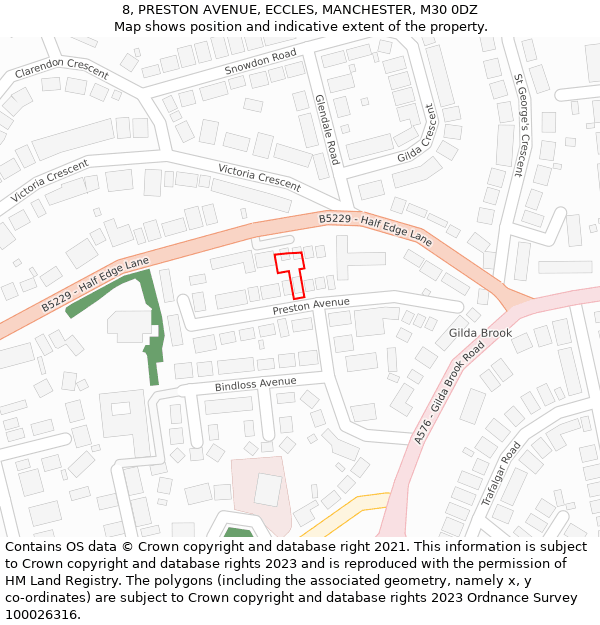 8, PRESTON AVENUE, ECCLES, MANCHESTER, M30 0DZ: Location map and indicative extent of plot