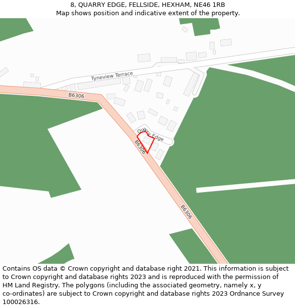8, QUARRY EDGE, FELLSIDE, HEXHAM, NE46 1RB: Location map and indicative extent of plot