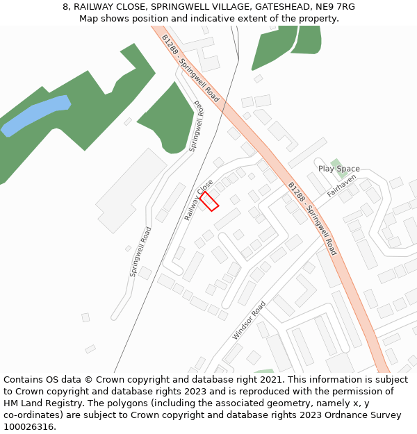 8, RAILWAY CLOSE, SPRINGWELL VILLAGE, GATESHEAD, NE9 7RG: Location map and indicative extent of plot