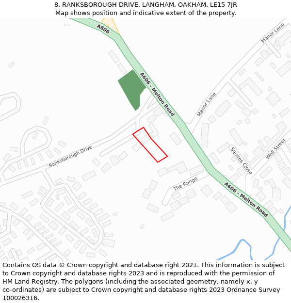 8, RANKSBOROUGH DRIVE, LANGHAM, OAKHAM, LE15 7JR: Location map and indicative extent of plot