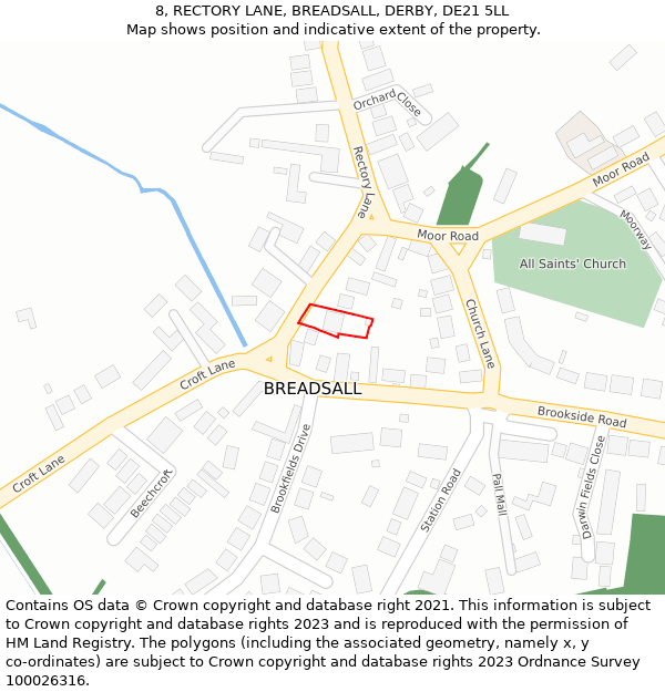 8, RECTORY LANE, BREADSALL, DERBY, DE21 5LL: Location map and indicative extent of plot