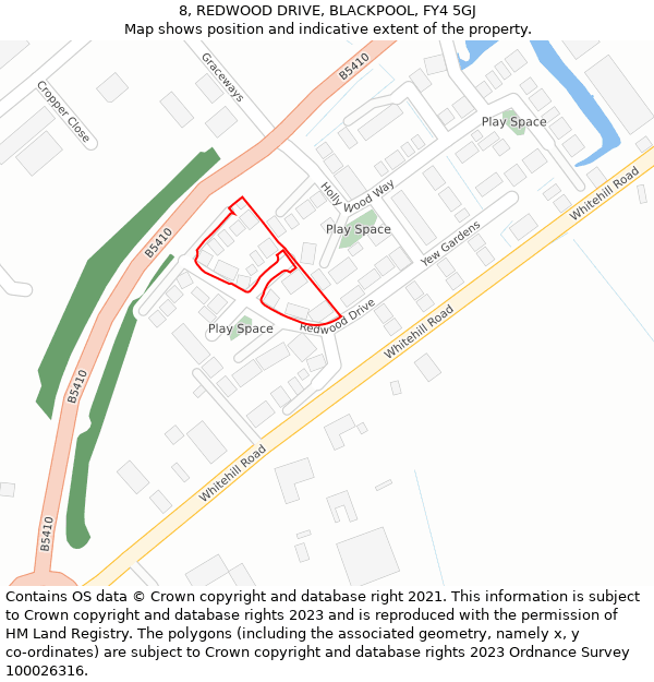 8, REDWOOD DRIVE, BLACKPOOL, FY4 5GJ: Location map and indicative extent of plot