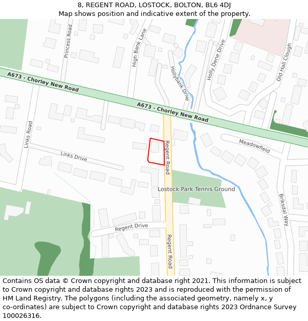 8, REGENT ROAD, LOSTOCK, BOLTON, BL6 4DJ: Location map and indicative extent of plot