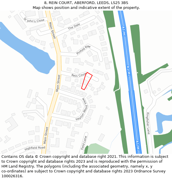 8, REIN COURT, ABERFORD, LEEDS, LS25 3BS: Location map and indicative extent of plot