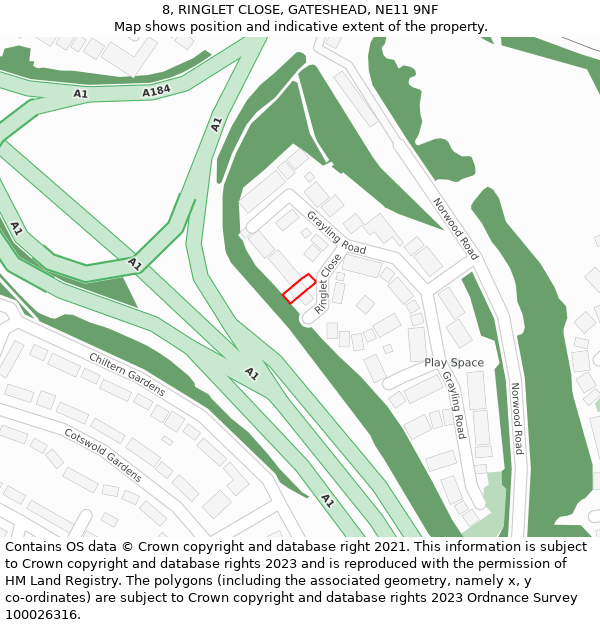 8, RINGLET CLOSE, GATESHEAD, NE11 9NF: Location map and indicative extent of plot
