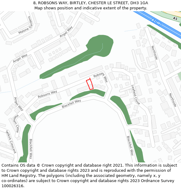 8, ROBSONS WAY, BIRTLEY, CHESTER LE STREET, DH3 1GA: Location map and indicative extent of plot