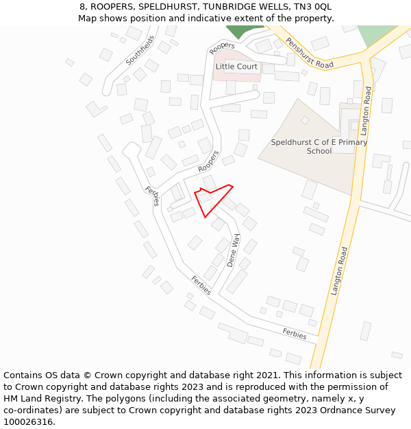 8, ROOPERS, SPELDHURST, TUNBRIDGE WELLS, TN3 0QL: Location map and indicative extent of plot
