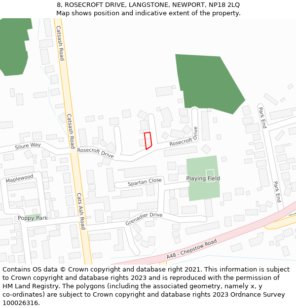 8, ROSECROFT DRIVE, LANGSTONE, NEWPORT, NP18 2LQ: Location map and indicative extent of plot
