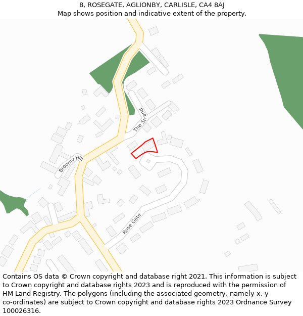 8, ROSEGATE, AGLIONBY, CARLISLE, CA4 8AJ: Location map and indicative extent of plot