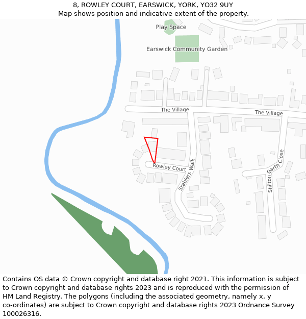 8, ROWLEY COURT, EARSWICK, YORK, YO32 9UY: Location map and indicative extent of plot