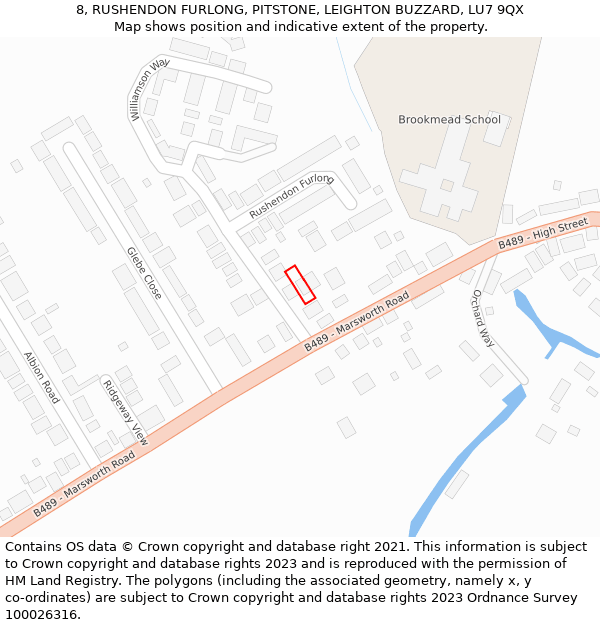 8, RUSHENDON FURLONG, PITSTONE, LEIGHTON BUZZARD, LU7 9QX: Location map and indicative extent of plot