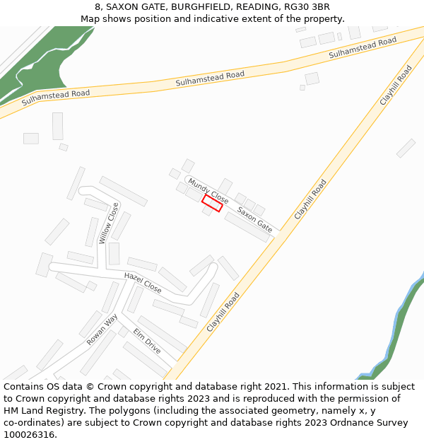 8, SAXON GATE, BURGHFIELD, READING, RG30 3BR: Location map and indicative extent of plot