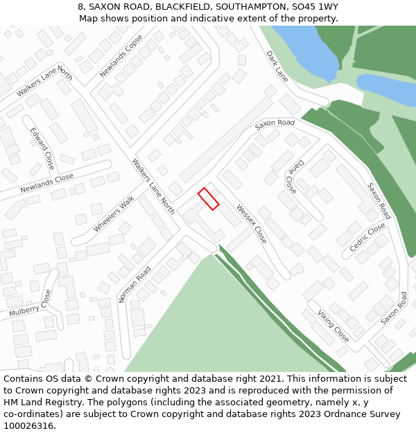 8, SAXON ROAD, BLACKFIELD, SOUTHAMPTON, SO45 1WY: Location map and indicative extent of plot