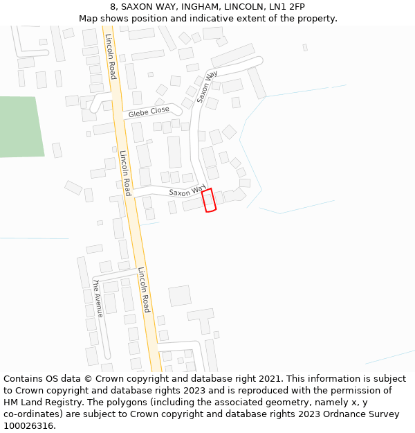 8, SAXON WAY, INGHAM, LINCOLN, LN1 2FP: Location map and indicative extent of plot