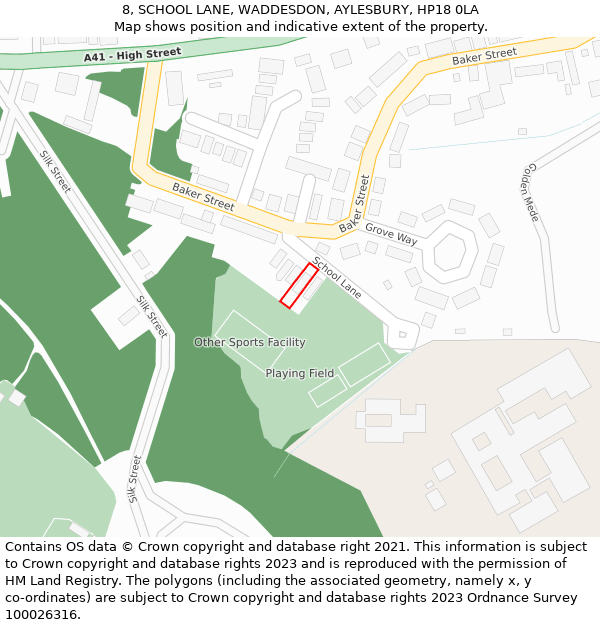 8, SCHOOL LANE, WADDESDON, AYLESBURY, HP18 0LA: Location map and indicative extent of plot