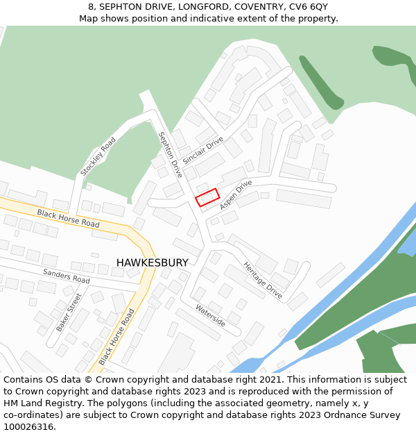 8, SEPHTON DRIVE, LONGFORD, COVENTRY, CV6 6QY: Location map and indicative extent of plot