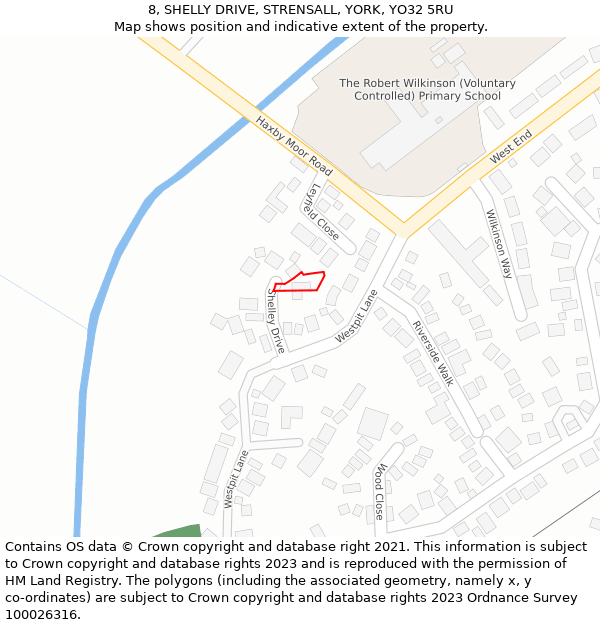 8, SHELLY DRIVE, STRENSALL, YORK, YO32 5RU: Location map and indicative extent of plot