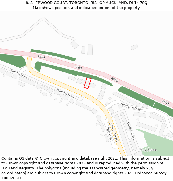 8, SHERWOOD COURT, TORONTO, BISHOP AUCKLAND, DL14 7SQ: Location map and indicative extent of plot