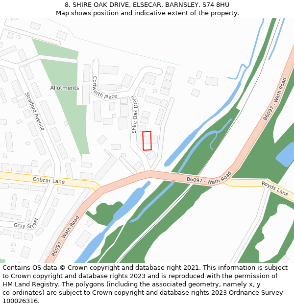 8, SHIRE OAK DRIVE, ELSECAR, BARNSLEY, S74 8HU: Location map and indicative extent of plot