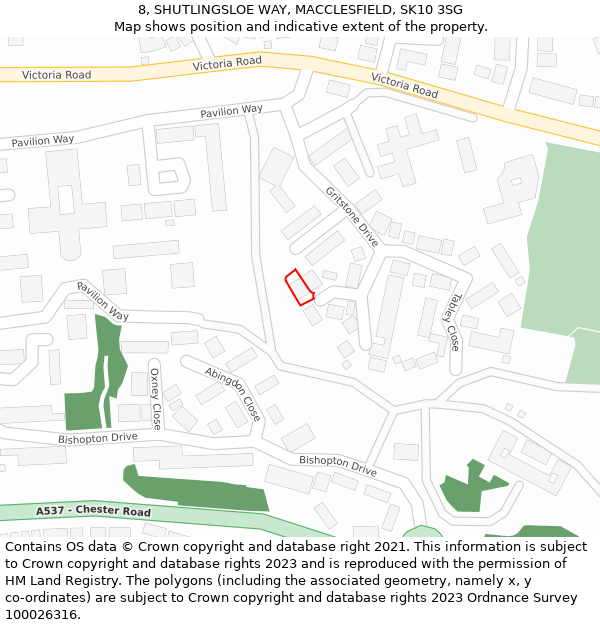 8, SHUTLINGSLOE WAY, MACCLESFIELD, SK10 3SG: Location map and indicative extent of plot