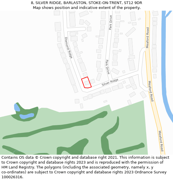 8, SILVER RIDGE, BARLASTON, STOKE-ON-TRENT, ST12 9DR: Location map and indicative extent of plot