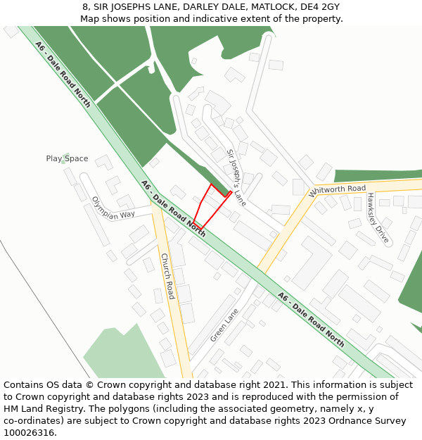 8, SIR JOSEPHS LANE, DARLEY DALE, MATLOCK, DE4 2GY: Location map and indicative extent of plot