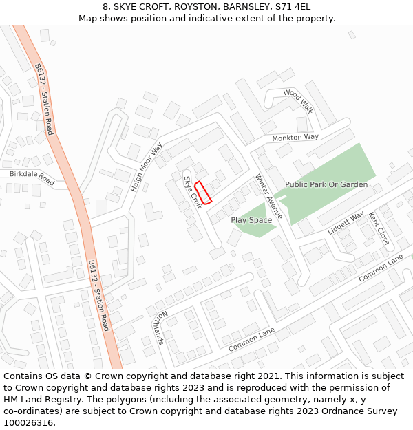 8, SKYE CROFT, ROYSTON, BARNSLEY, S71 4EL: Location map and indicative extent of plot