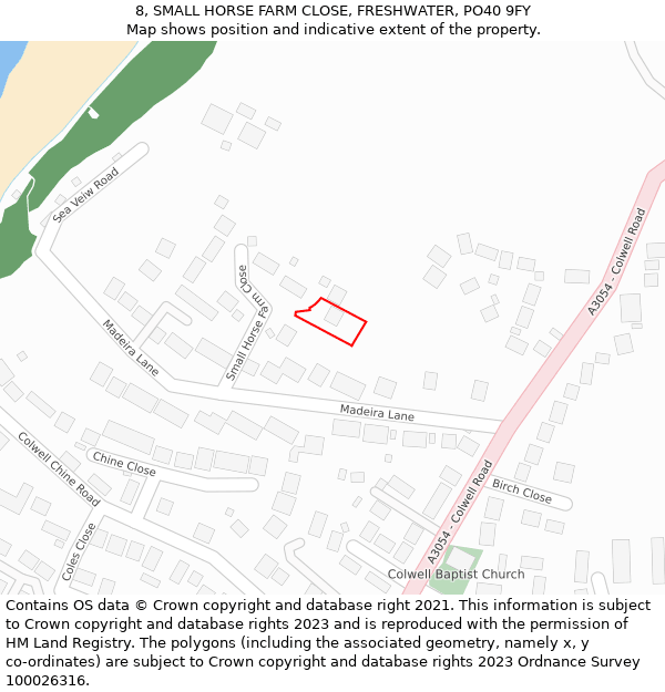 8, SMALL HORSE FARM CLOSE, FRESHWATER, PO40 9FY: Location map and indicative extent of plot