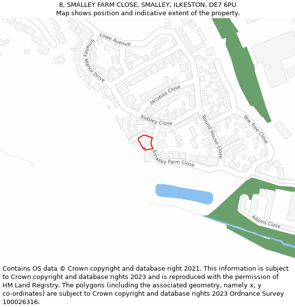 8, SMALLEY FARM CLOSE, SMALLEY, ILKESTON, DE7 6PU: Location map and indicative extent of plot