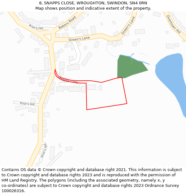 8, SNAPPS CLOSE, WROUGHTON, SWINDON, SN4 0RN: Location map and indicative extent of plot