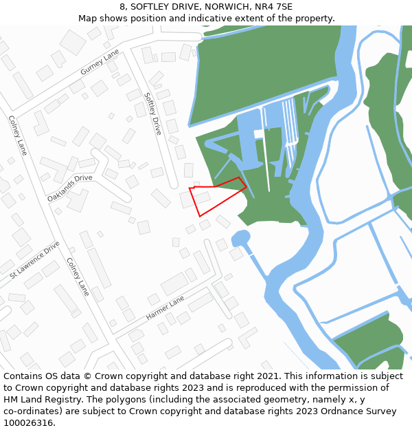 8, SOFTLEY DRIVE, NORWICH, NR4 7SE: Location map and indicative extent of plot