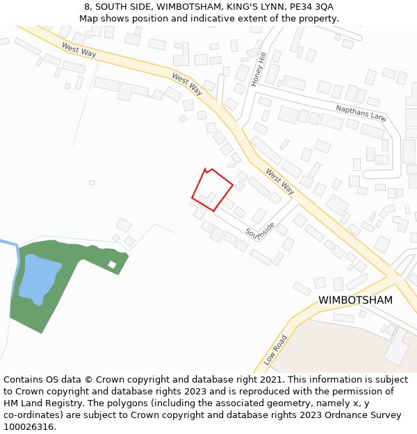 8, SOUTH SIDE, WIMBOTSHAM, KING'S LYNN, PE34 3QA: Location map and indicative extent of plot